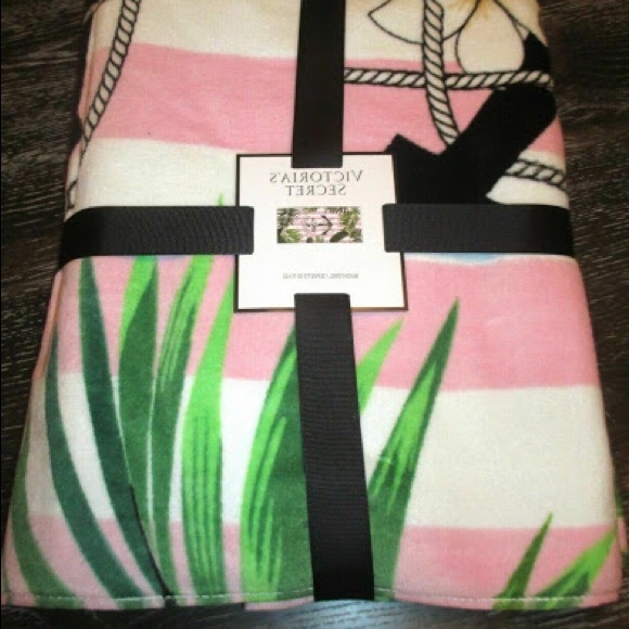 VS Nautical Tropical Island Leaf Anchor Palm Tree Pink Stripe Terry Towel - Picture 5 of 7